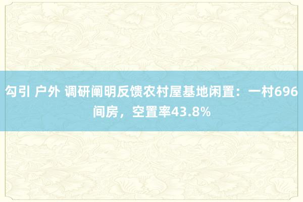 勾引 户外 调研阐明反馈农村屋基地闲置：一村696间房，空置率43.8%