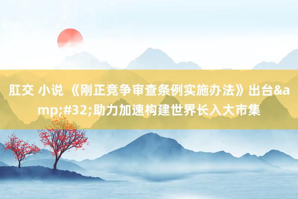 肛交 小说 《刚正竞争审查条例实施办法》出台&#32;助力加速构建世界长入大市集