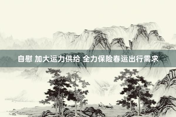 自慰 加大运力供给 全力保险春运出行需求