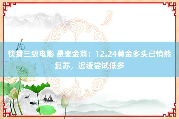 快播三级电影 悬壶金翁：12.24黄金多头已悄然复苏，迟缓尝试低多