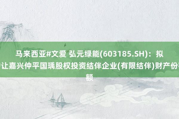 马来西亚#文爱 弘元绿能(603185.SH)：拟转让嘉兴仲平国瑀股权投资结伴企业(有限结伴)财产份额