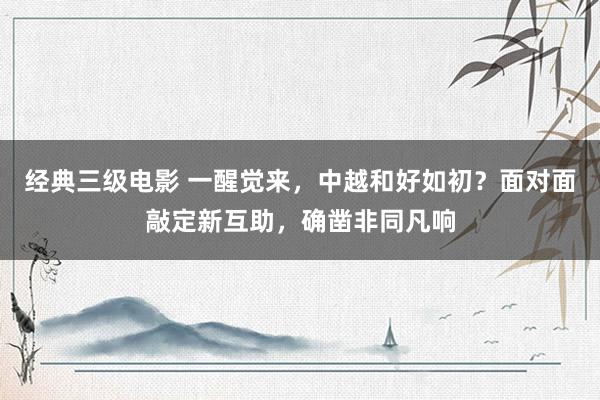 经典三级电影 一醒觉来，中越和好如初？面对面敲定新互助，确凿非同凡响