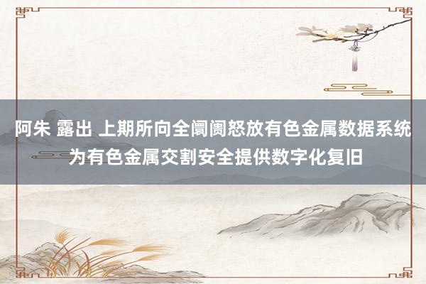阿朱 露出 上期所向全阛阓怒放有色金属数据系统 为有色金属交割安全提供数字化复旧