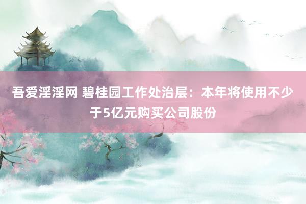 吾爱淫淫网 碧桂园工作处治层：本年将使用不少于5亿元购买公司股份