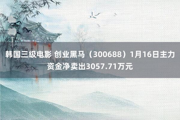 韩国三级电影 创业黑马（300688）1月16日主力资金净卖出3057.71万元