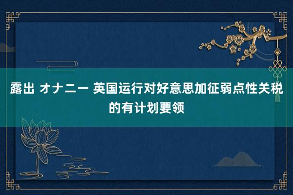 露出 オナニー 英国运行对好意思加征弱点性关税的有计划要领