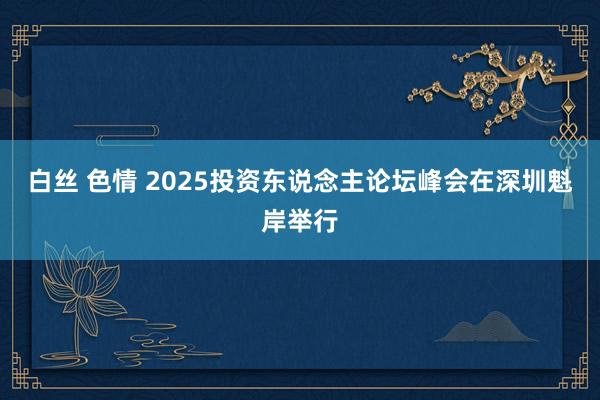 白丝 色情 2025投资东说念主论坛峰会在深圳魁岸举行