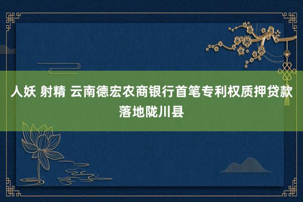 人妖 射精 云南德宏农商银行首笔专利权质押贷款落地陇川县