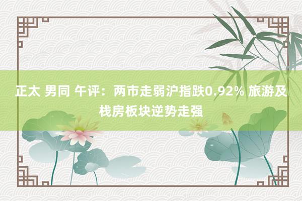 正太 男同 午评：两市走弱沪指跌0.92% 旅游及栈房板块逆势走强
