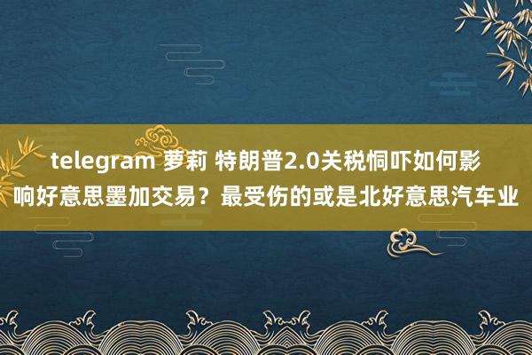 telegram 萝莉 特朗普2.0关税恫吓如何影响好意思墨加交易？最受伤的或是北好意思汽车业