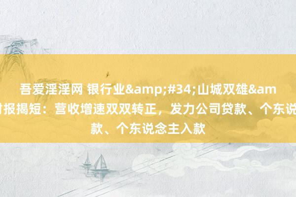 吾爱淫淫网 银行业&#34;山城双雄&#34;财报揭短：营收增速双双转正，发力公司贷款、个东说念主入款